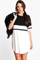 Boohoo Plus Lolo Colour Block Curve Hem Shift Dress