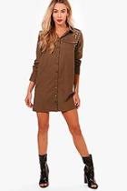 Boohoo Layla Jewelled Shoulder Shirt Dress