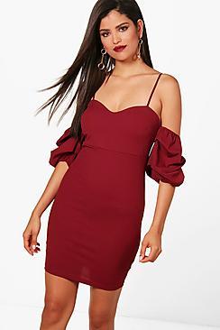 Boohoo Charlie Puff Sleeve Bodycon Dress