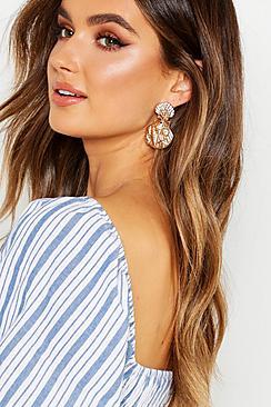Boohoo Shell Textured Coin Earrings