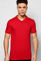 Boohoo Muscle Fit Jersey Polo Red