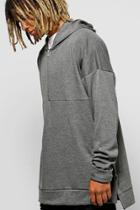 Boohoo Oversized Boxy Hoodie With Zip Placket Slate
