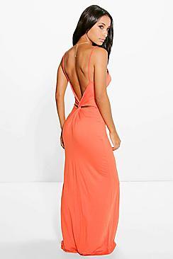 Boohoo Selena Knot Cross Back Maxi Dress
