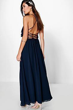 Boohoo Adelin Ruffle Strappy Maxi Dress