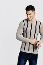 Boohoo Muscle Fit Stripe Knitted Jumper
