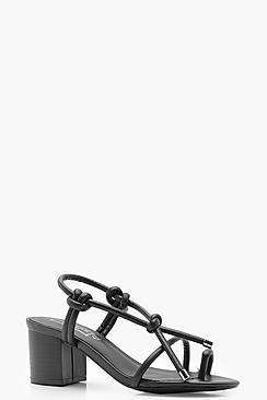 Boohoo Kayla Knotted Strap Mid Block Heels