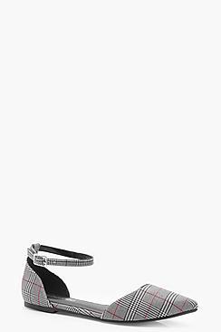 Boohoo Lucie Pointed Check Two Part Flat