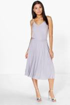 Boohoo Helda Pleated Midi Skirt & Cami Co-ord Set Grey