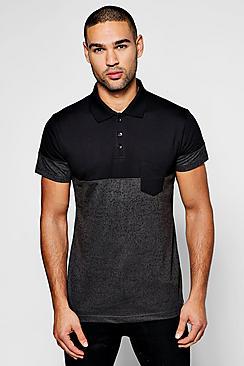 Boohoo Cut And Sew Splatter Polo Shirt