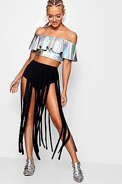 Boohoo Alicia Tassle Overlay Midaxi Skirt