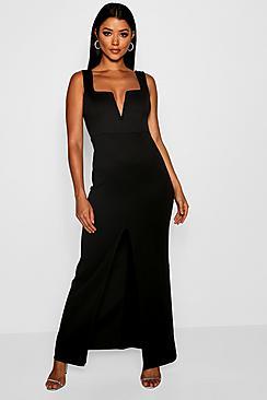 Boohoo V Bar Plunge Maxi Dress
