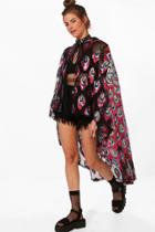 Boohoo Heather Boutique Sequin Hooded Cape Pink