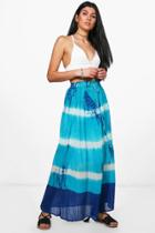Boohoo Holly Woven Tie Dye Maxi Skirt Turquoise