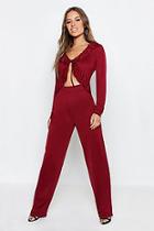 Boohoo Petite Riffle Front Cut Out Jumpsuit