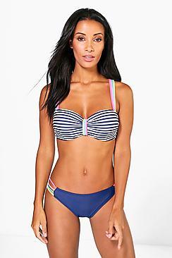 Boohoo Ghana Nautical Neon Strappy Underwired Bikini
