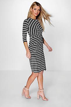 Boohoo Marice Knotted Stripe Midi Dress