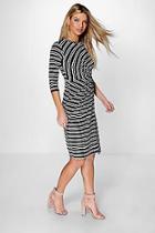 Boohoo Marice Knotted Stripe Midi Dress