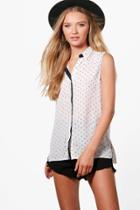 Boohoo Georgina Printed Sleeveless Shirt White