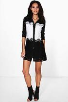 Boohoo Monica Lace Mix Shirt Dress