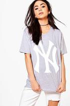 Boohoo Ivy Ny Yankees Oversized Licence T-shirt