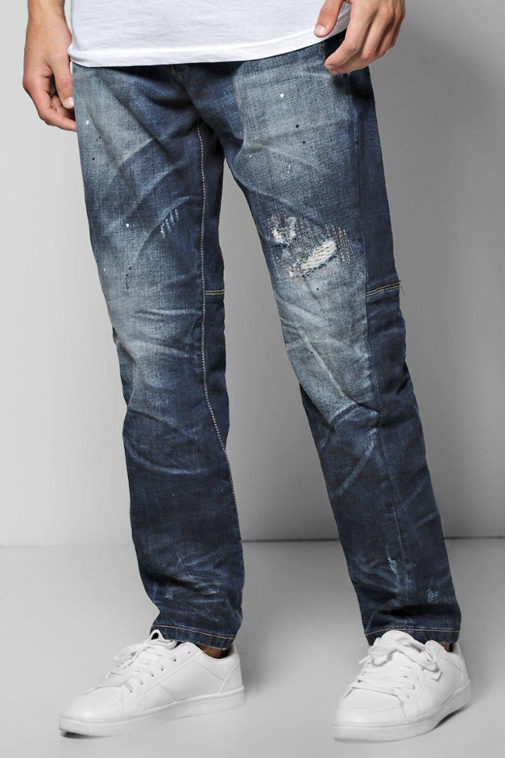 Boohoo Slim Fit Destroyed Jeans Blue