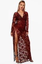 Boohoo Plus Tamsin Lace Wrap Front Maxi Dress
