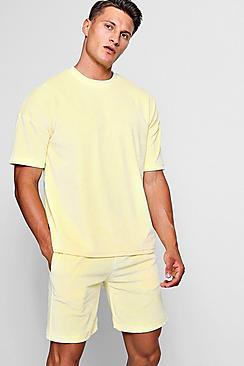 Boohoo Drop Armhole Velour Tee & Short Set