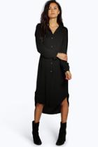 Boohoo Ivone Long Line Shirt Dress Black