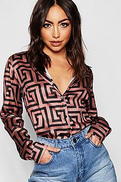 Boohoo Geometric Print Shirt