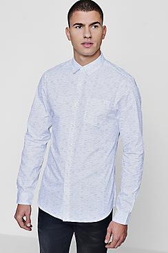Boohoo White Slub Long Sleeve Shirt