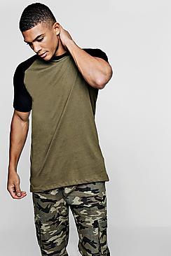 Boohoo Longline T-shirt With Velour Sleeves
