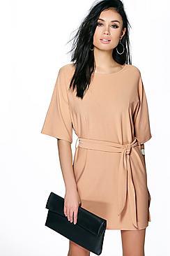 Boohoo Allie Tie Waist Shift Dress