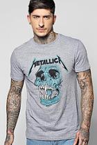 Boohoo Longline Metallica T Shirt With Scoop Hem