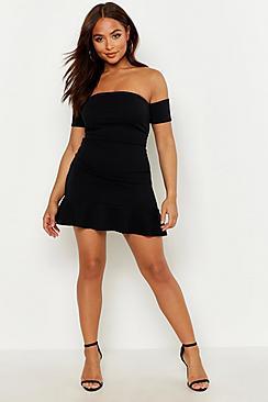 Boohoo Tie Sleeve Frill Hem Shift Dress