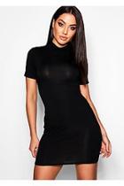 Boohoo Kelly Jersey High Neck 1/2 Sleeve Mini Dress