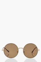 Boohoo Oversized Flat Round Sunglasses With Pouch