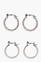 Boohoo Holly Twisted And Plain Small Hoop 2 Pack
