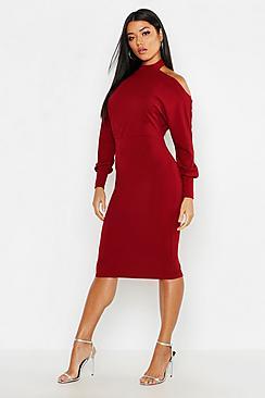 Boohoo High Neck Backless Midi Dress