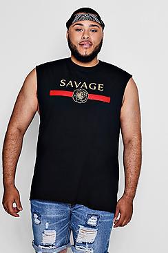 Boohoo Big And Tall Savage Print Tank
