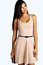Boohoo Maya Scoop Neck Skater Dress