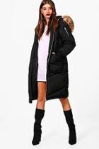 Boohoo Chevron Quilted Parka