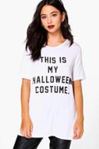 Boohoo Harriet Halloween Costume Slogan Oversized T-shirt White