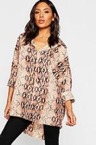 Boohoo Snake Print Oversized Shirt