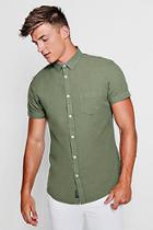 Boohoo Linen Cotton Blend Short Sleeved Shirt
