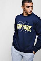 Boohoo New York State Chest Print Sweatshirt