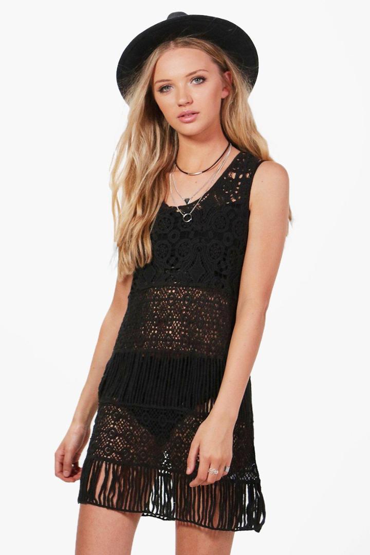 Boohoo Ellie Crochet Dress Black