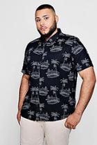 Boohoo Big And Tall Island Print Shirt
