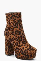 Boohoo Leopard Platform Shoe Boots