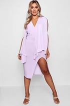 Boohoo Plus  Extreme Cape Sleeve Wrap Midi Dress