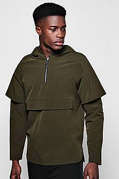 Boohoo Faux Layer Hooded Half Zip Cagoule